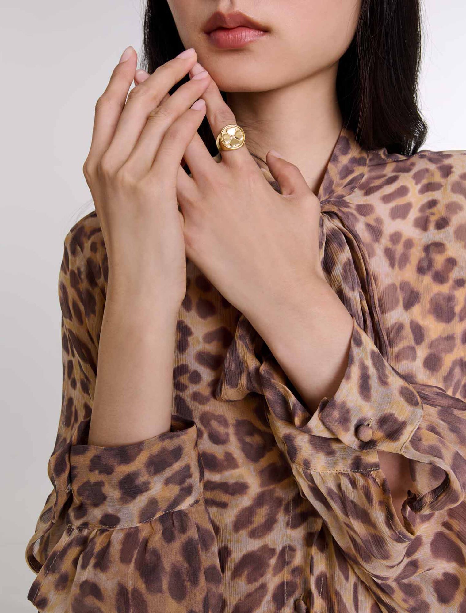 Bague chevalière trèfle