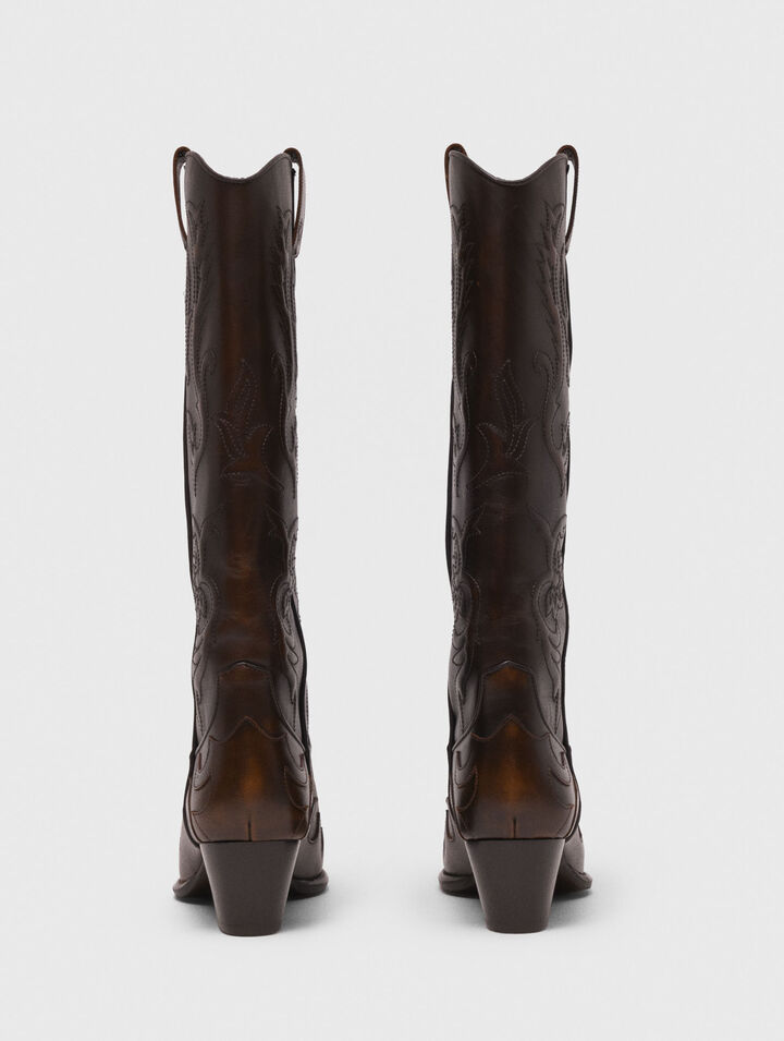 Bottes santiags en cuir