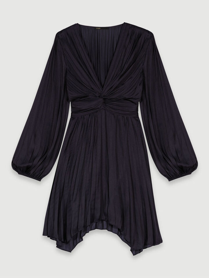 Robe courte drapée satinée