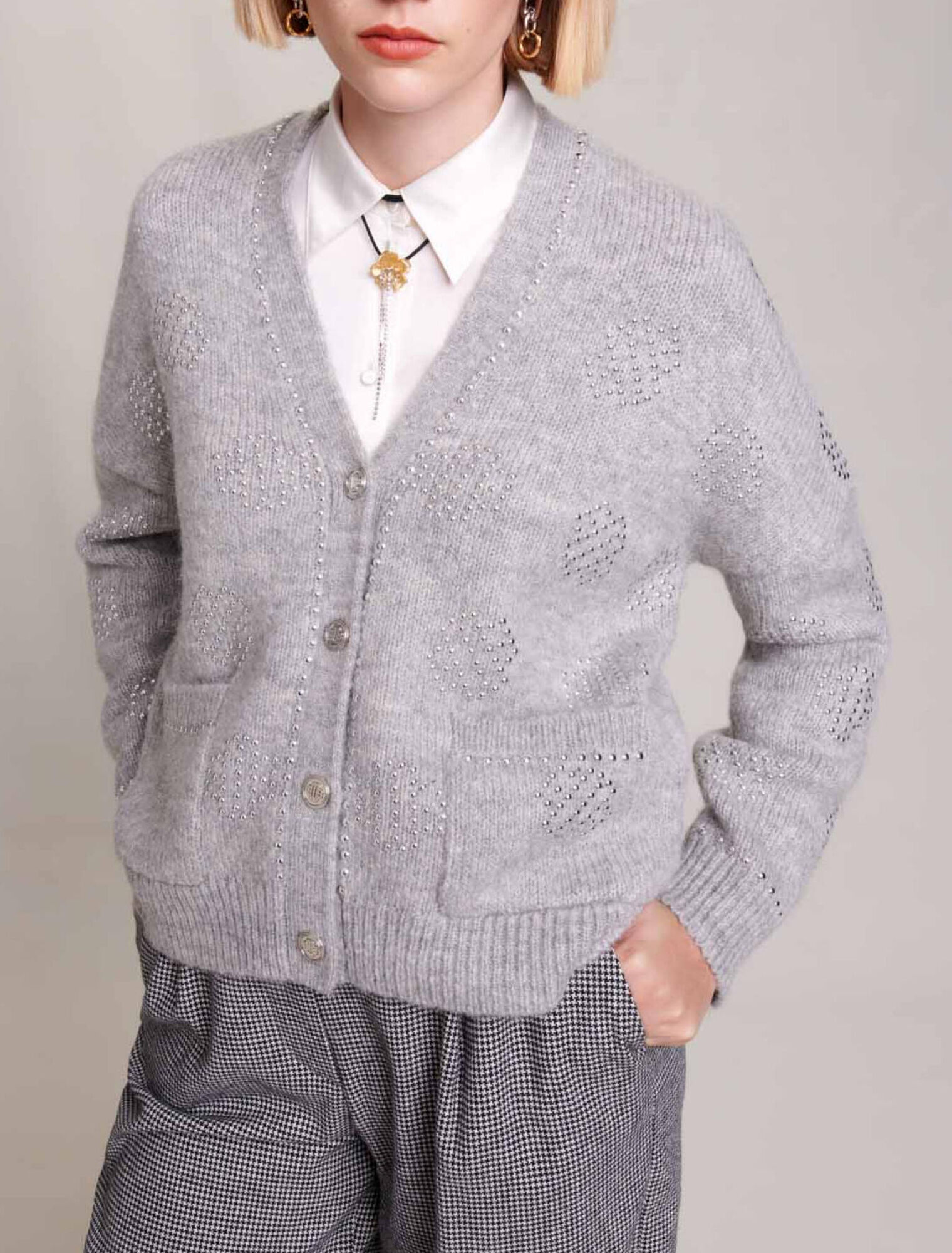 Cardigan à studs clover