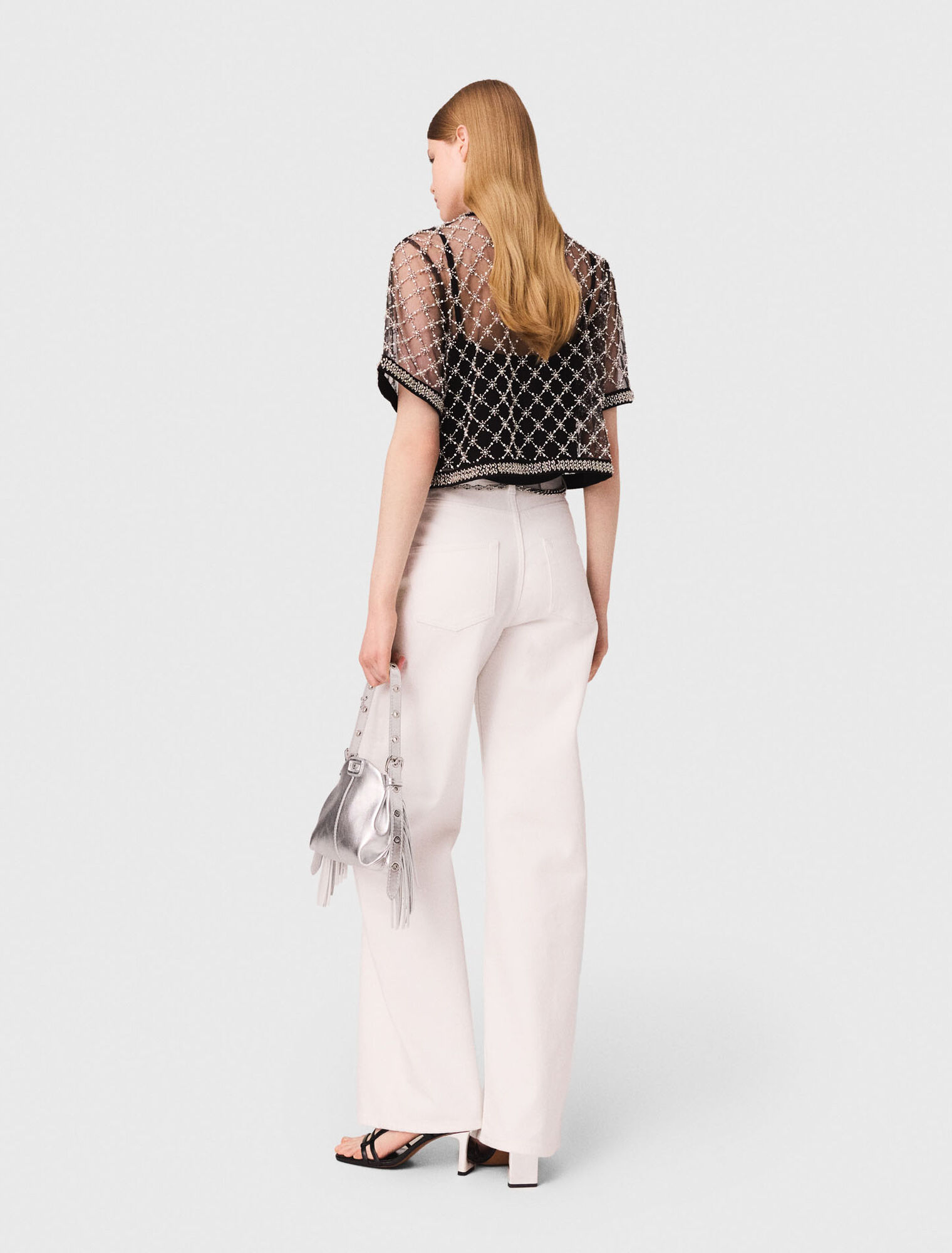 Top en tulle brodé