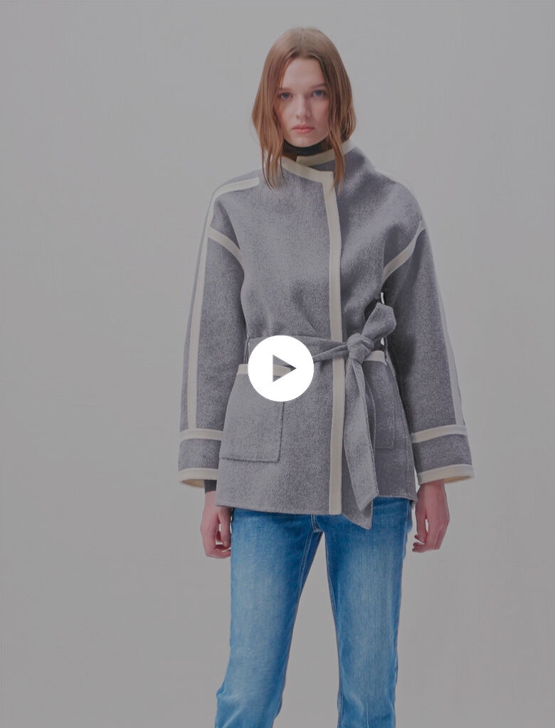 Manteau court bicolore Manteaux courts Maje
