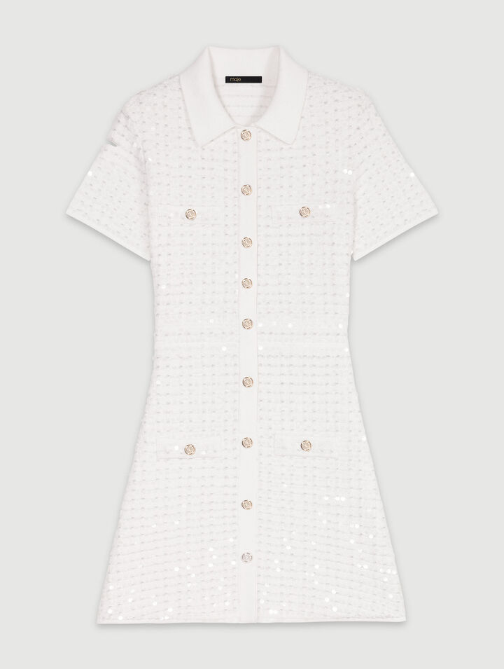 Robe courte en maille à sequins