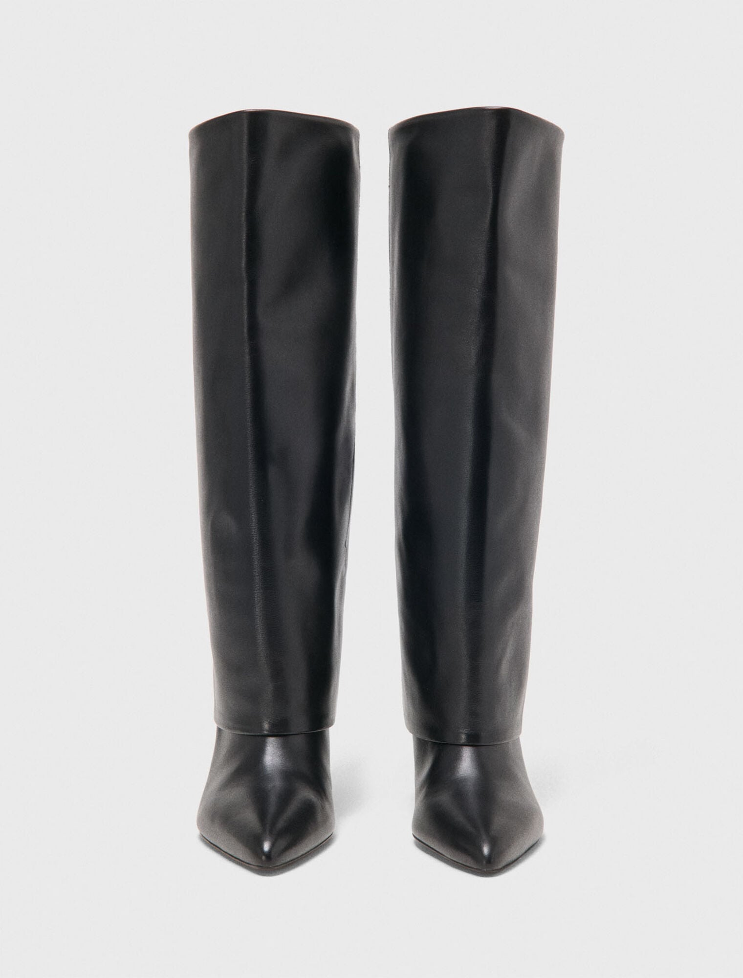 Bottes fourreau &agrave; talon en cuir