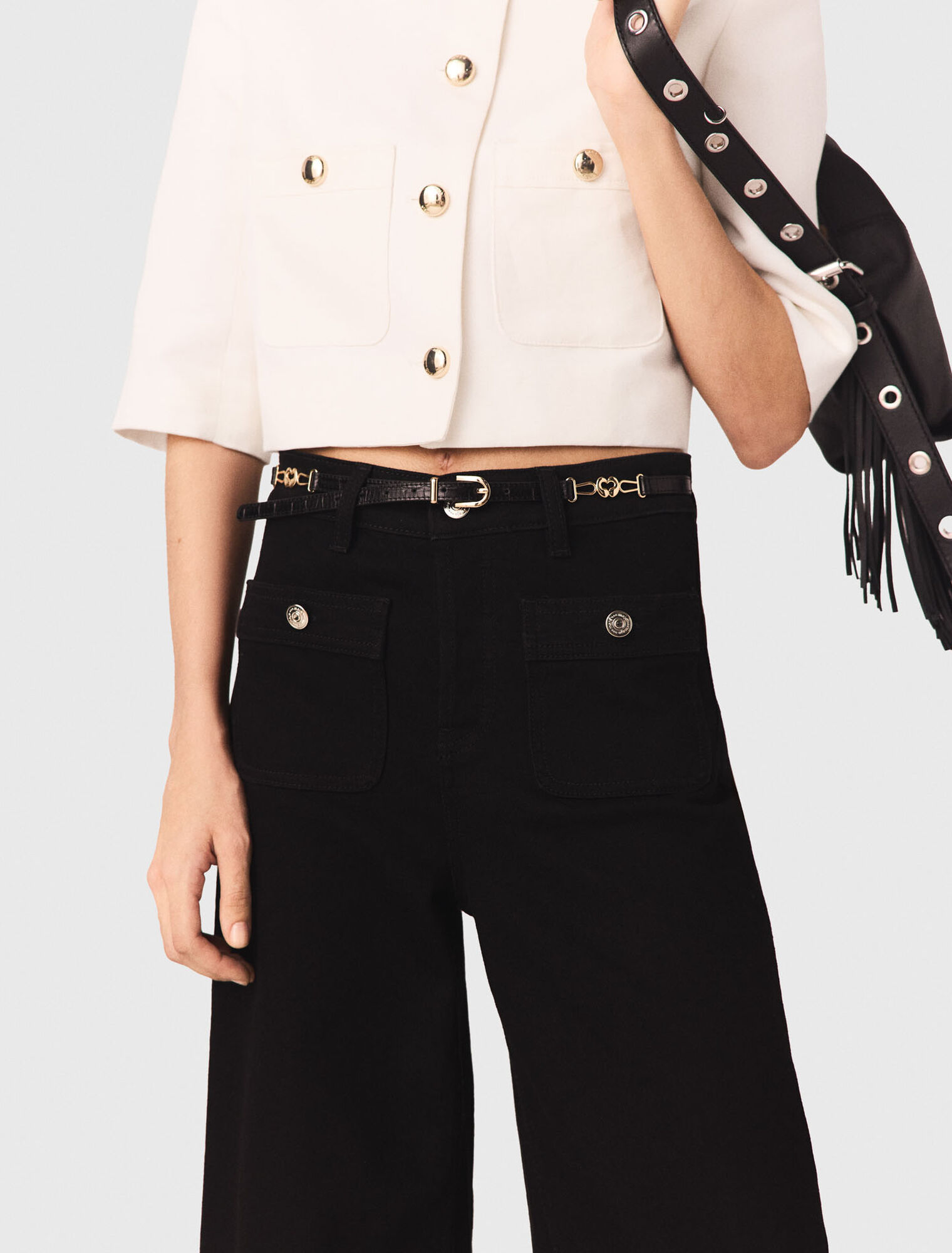 Ceinture fine en cuir effet croco