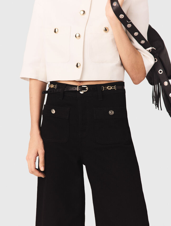 Ceinture fine en cuir effet croco