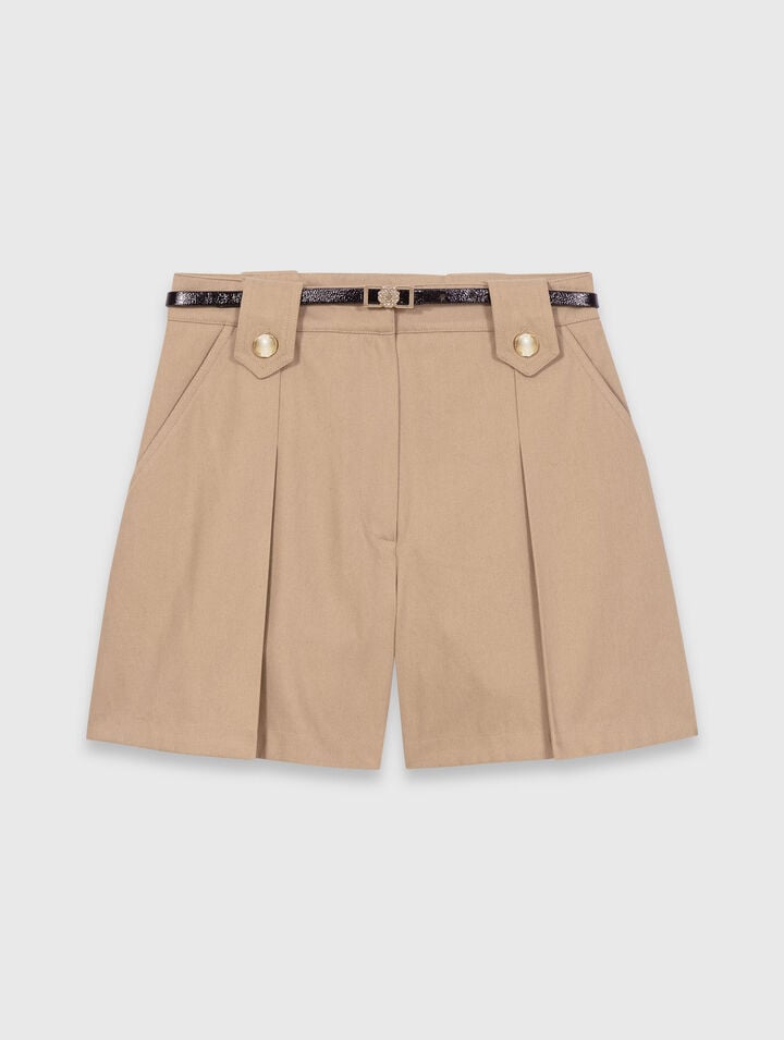 Short &agrave; plis en coton