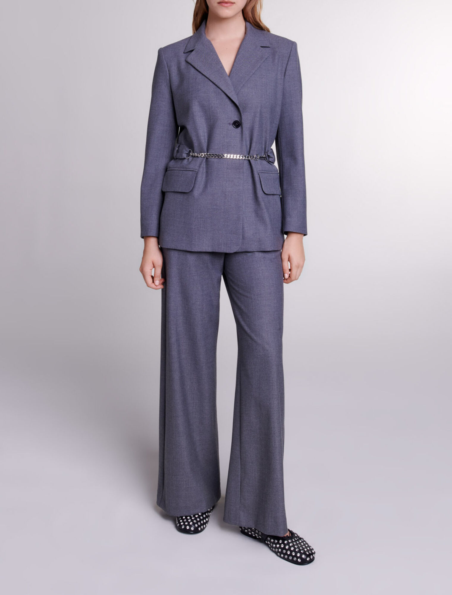 Veste de tailleur à ceinture chaîne