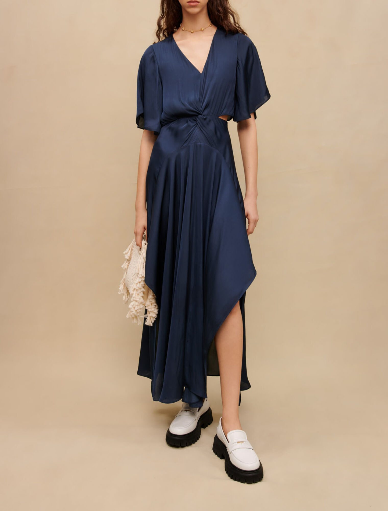 Robe foulard en satin fluide