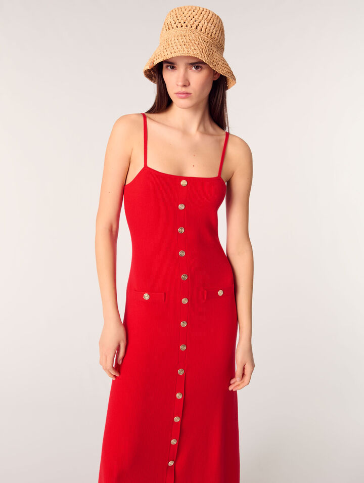 Robe longue en maille côtelée