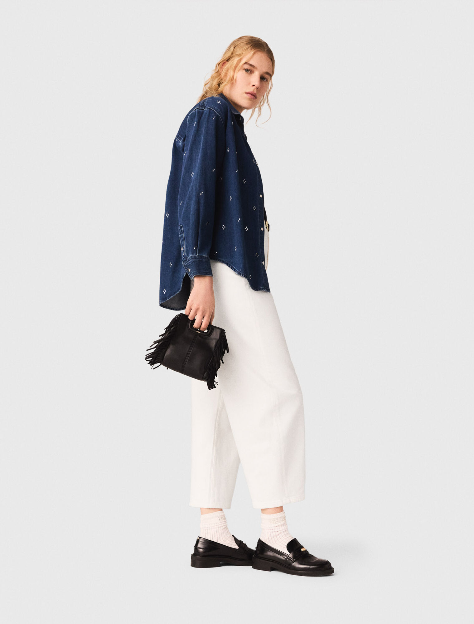 Chemise en denim strass&eacute;