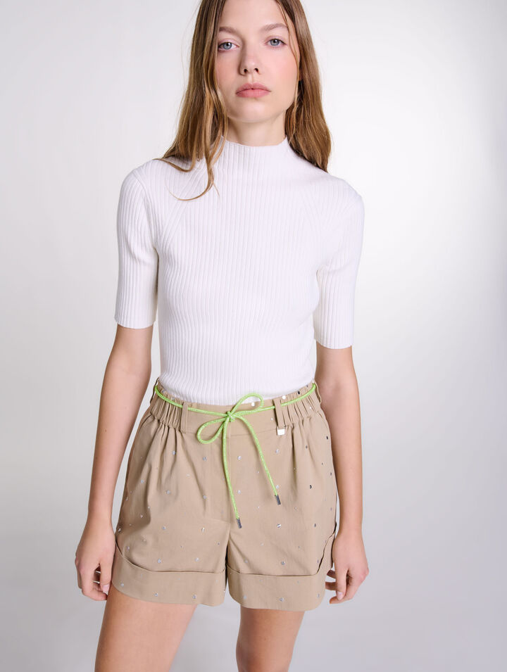 Short clouté en coton