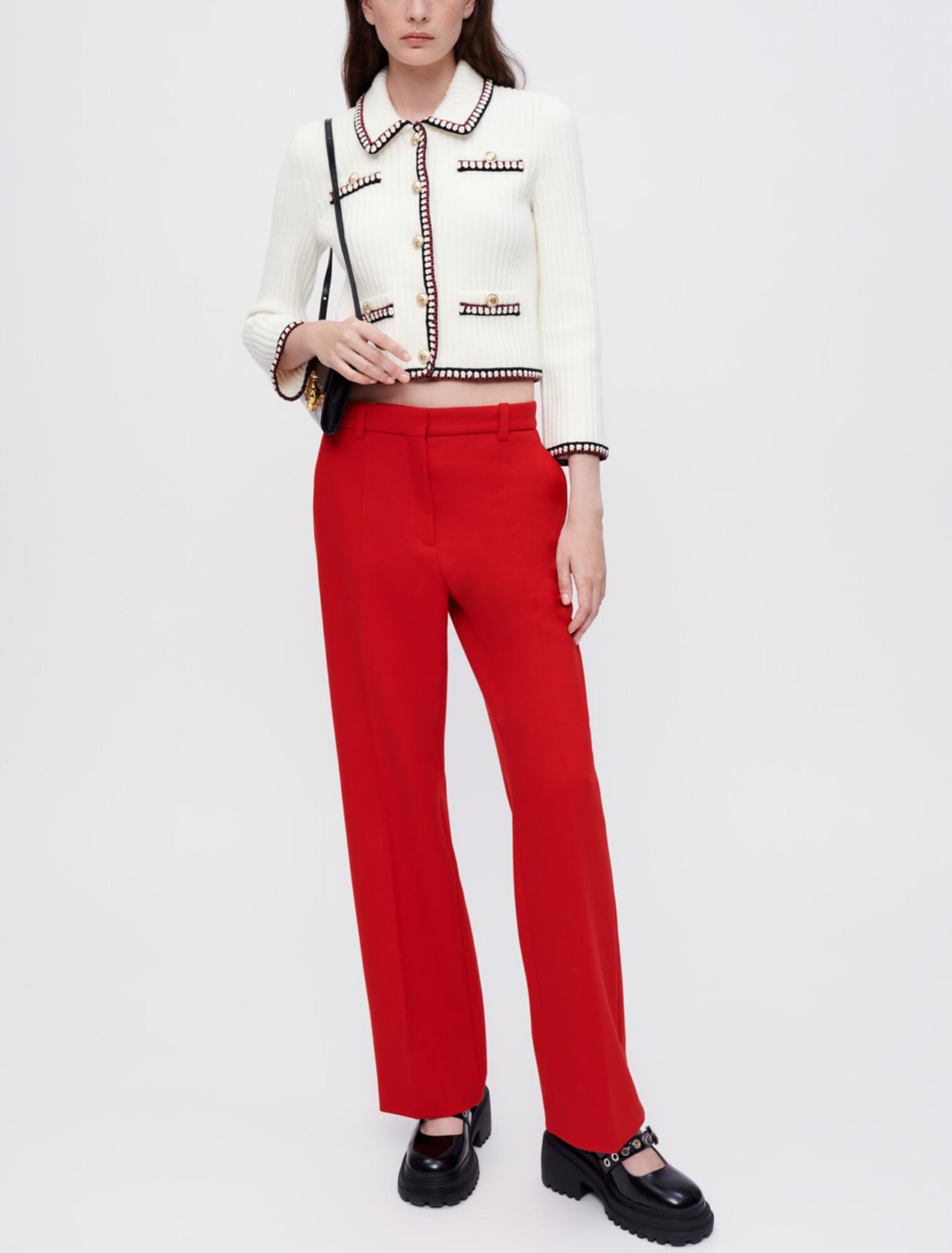 Pantalon tailleur large rouge