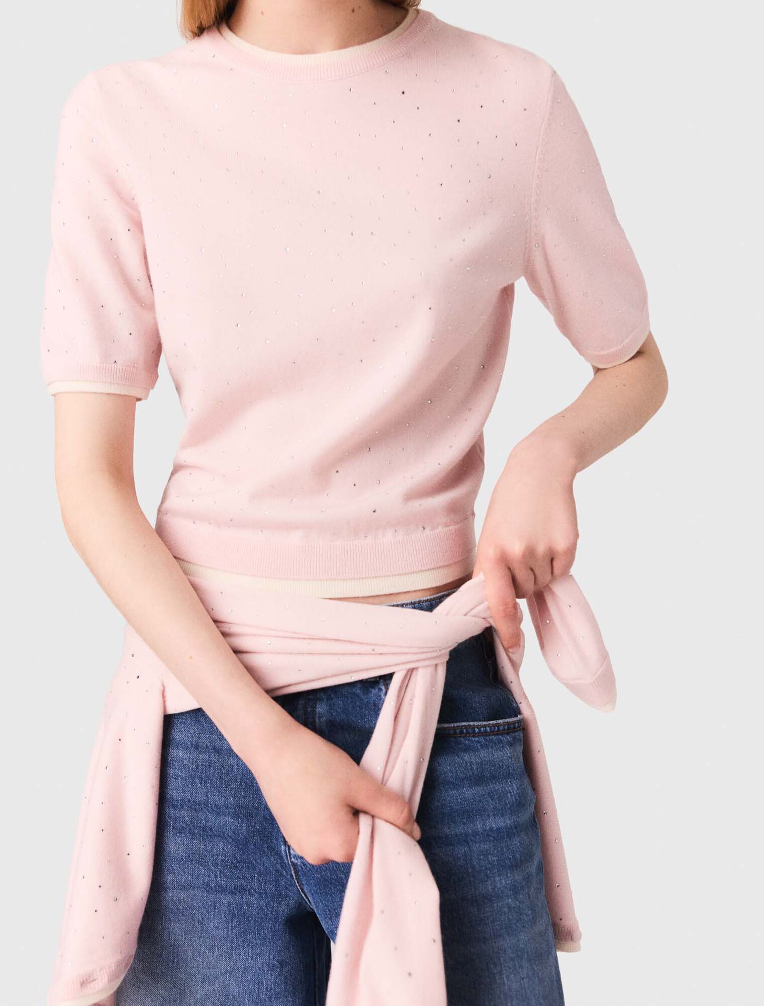Pull 100% laine à manches courtes