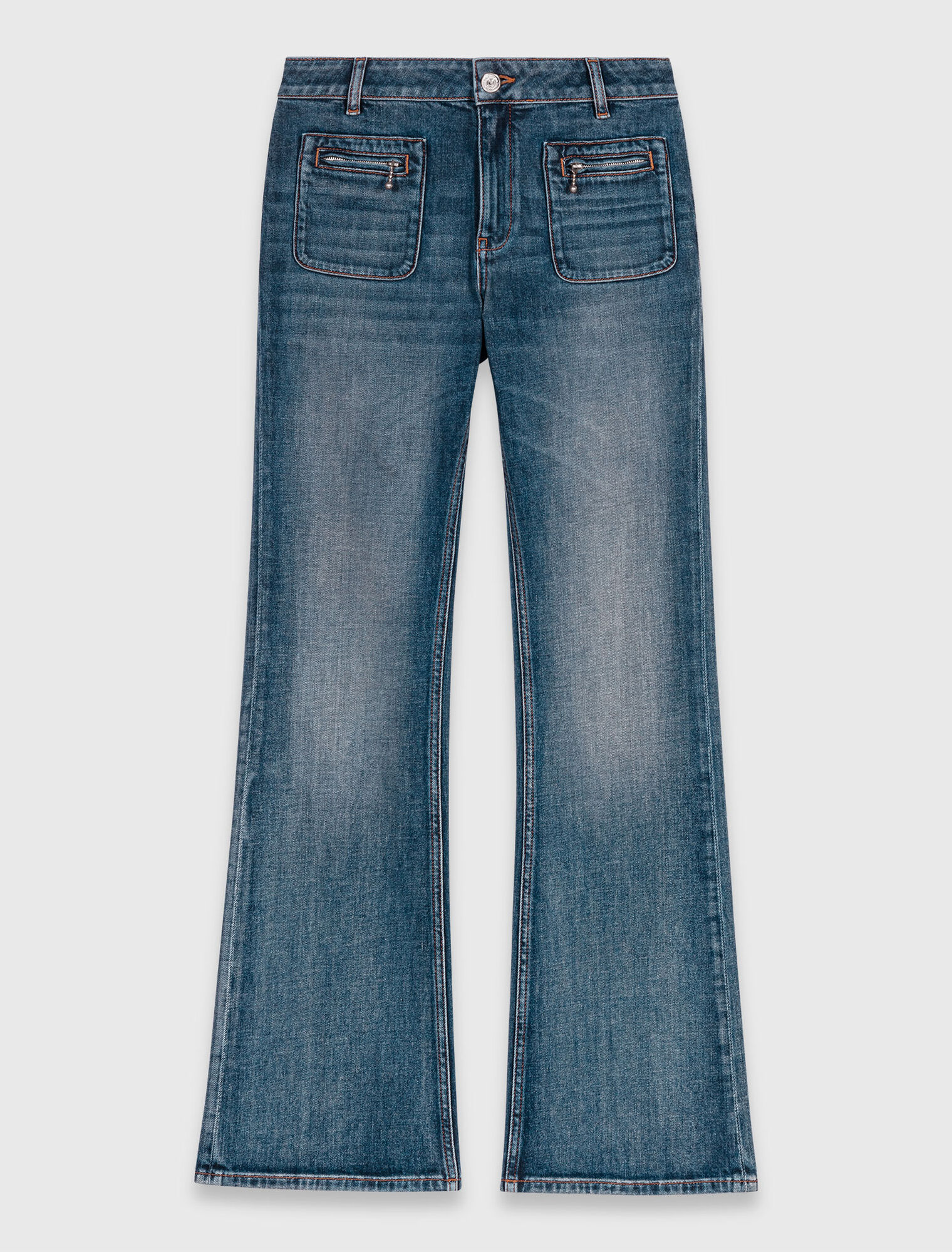 Jean bootcut à poches zippées