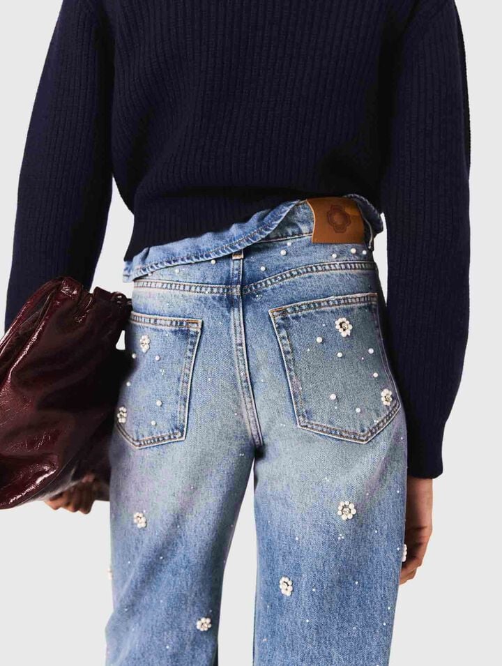 Jean large brodé