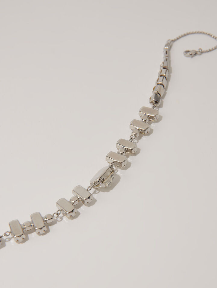 Collier chocker argenté à strass