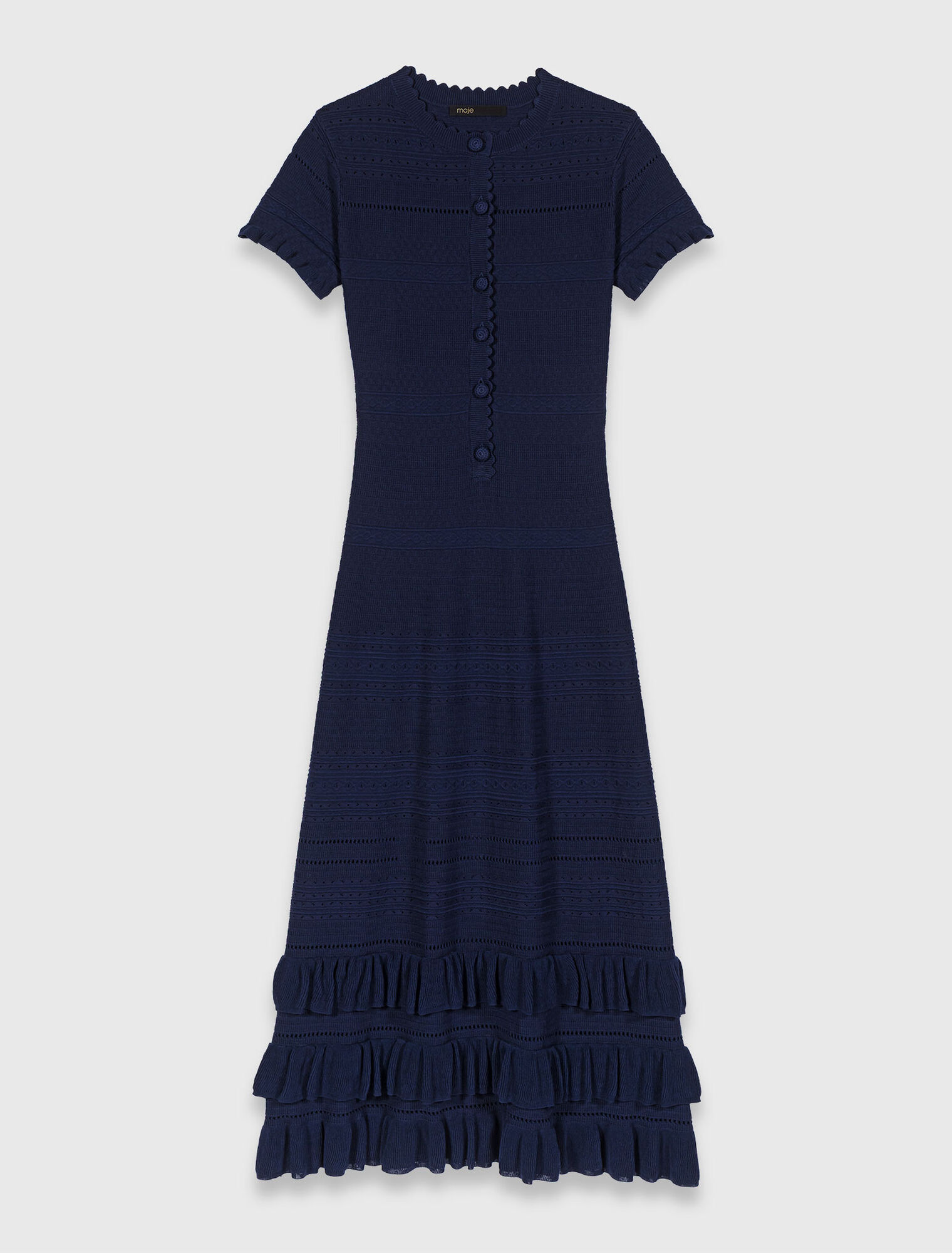 Robe longue en maille avec volants