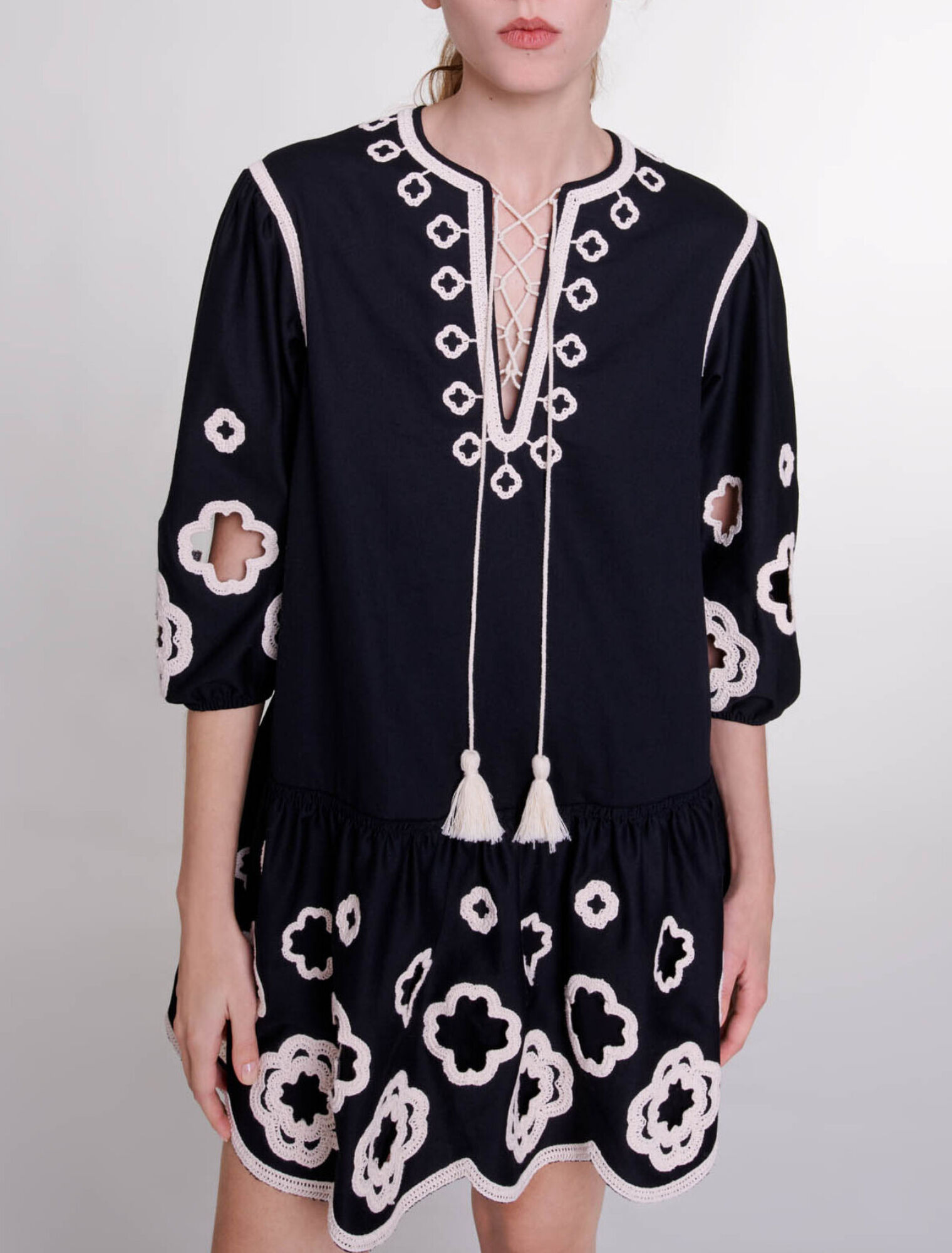 Robe tunique courte brodée