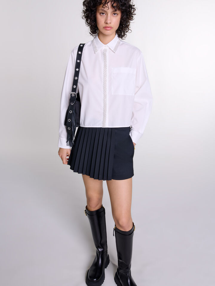 Chemise courte ornée de perles