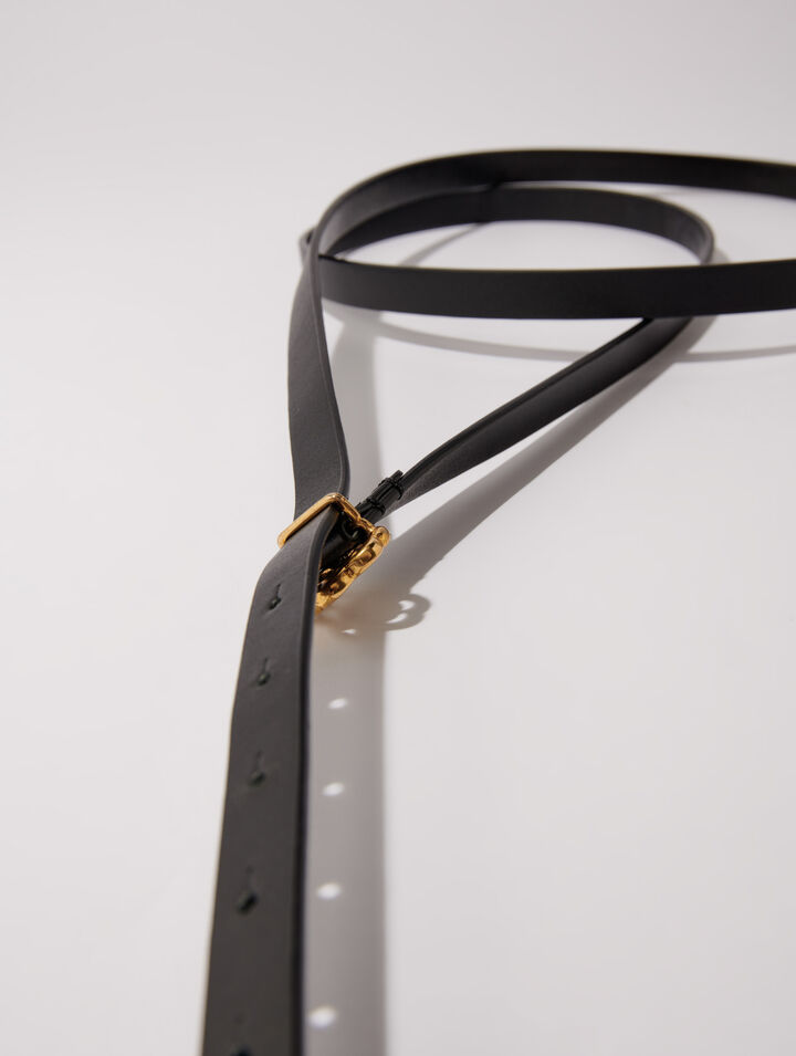 Ceinture fine en cuir double tour