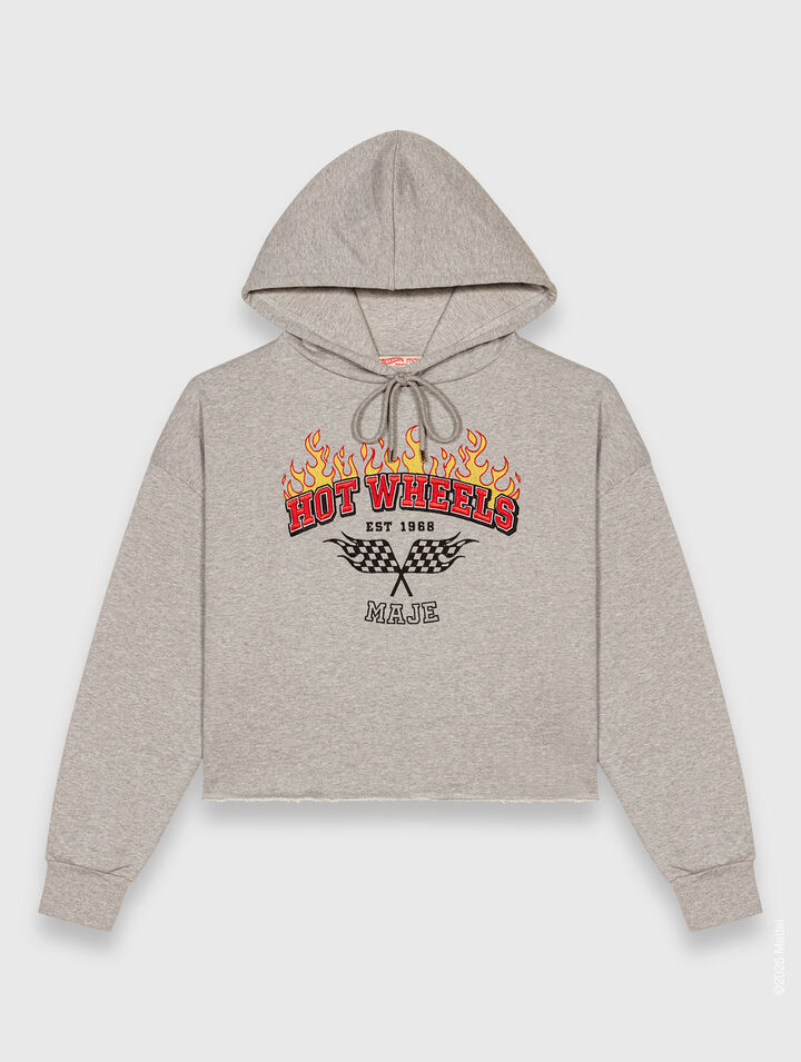 Sweatshirt crop avec logo brodé
