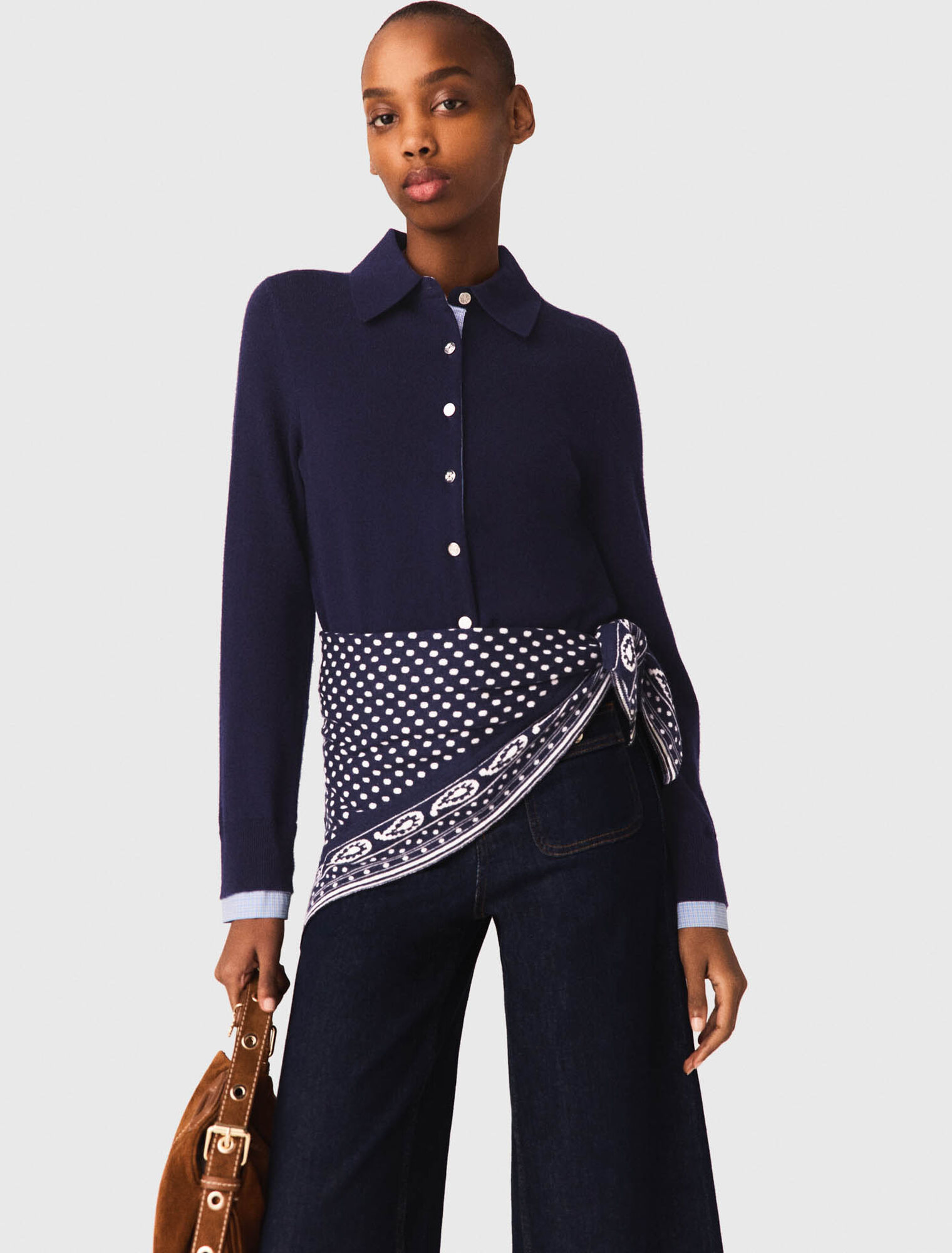 Cardigan polo &agrave; d&eacute;tails amovibles