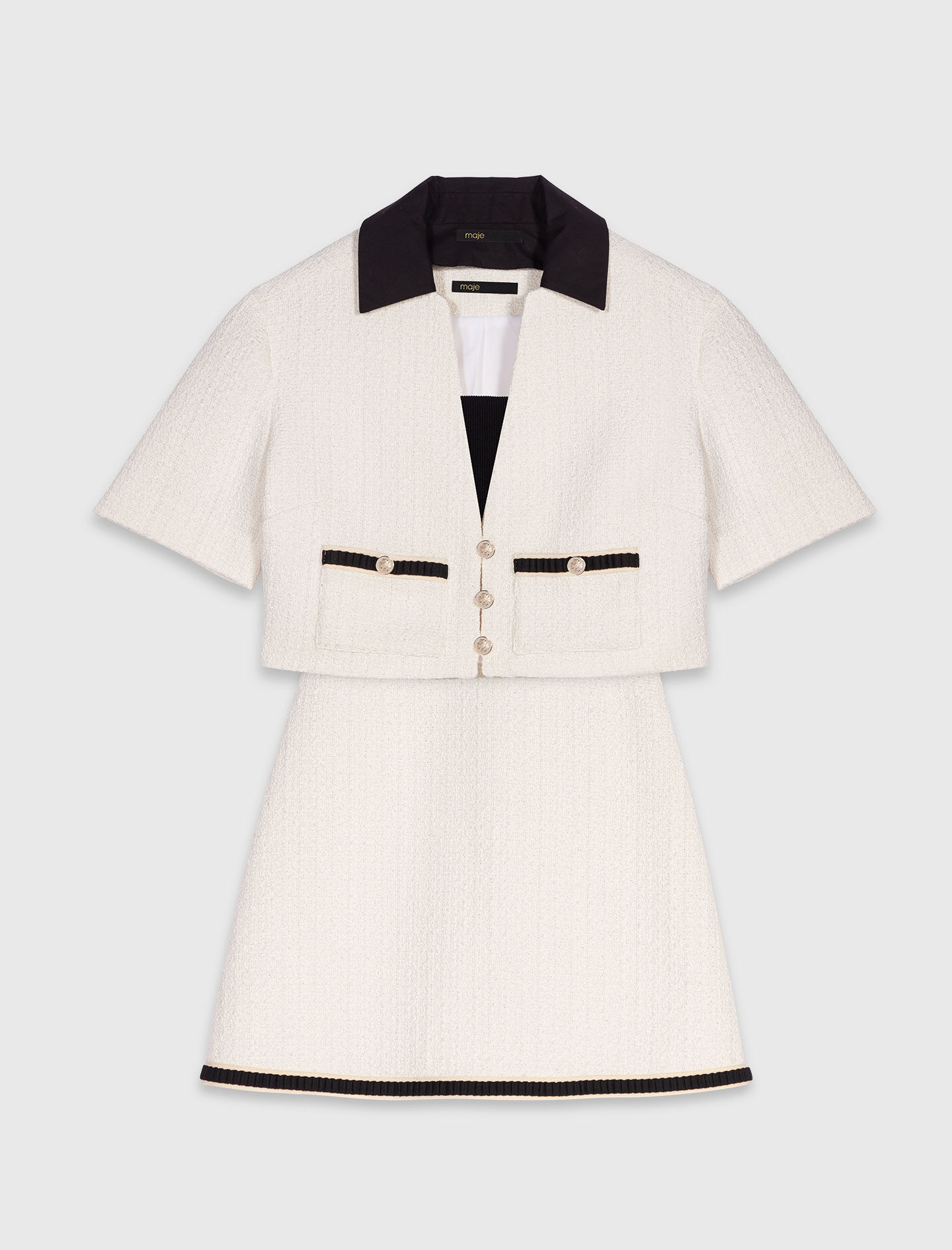 maje★Robe courte 2-en-1 en tweed ワンピース maje☆ROBE COURTE 2-EN-1 EN TWEED ワンピース
