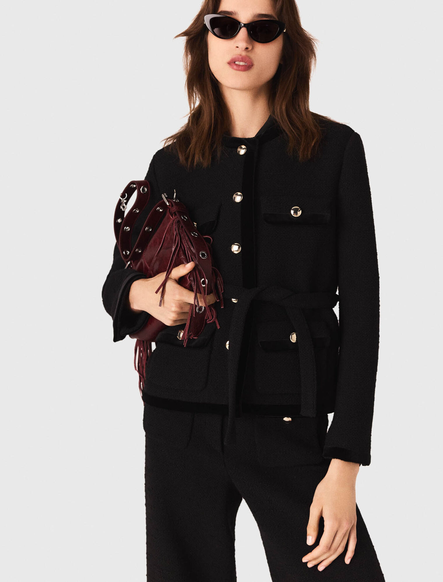 Veste longue en tweed