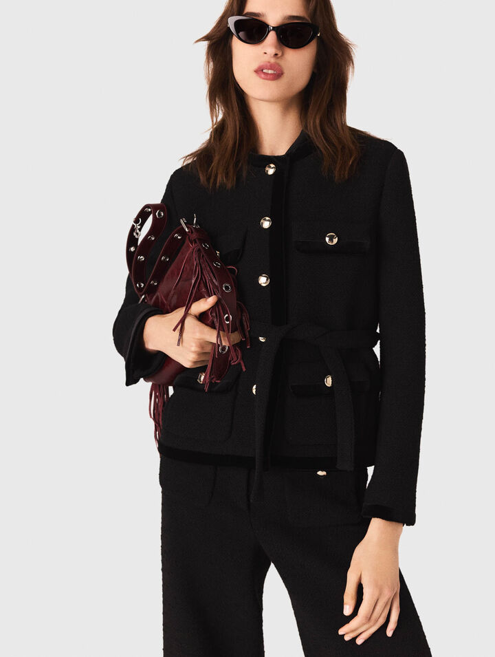 Veste longue en tweed