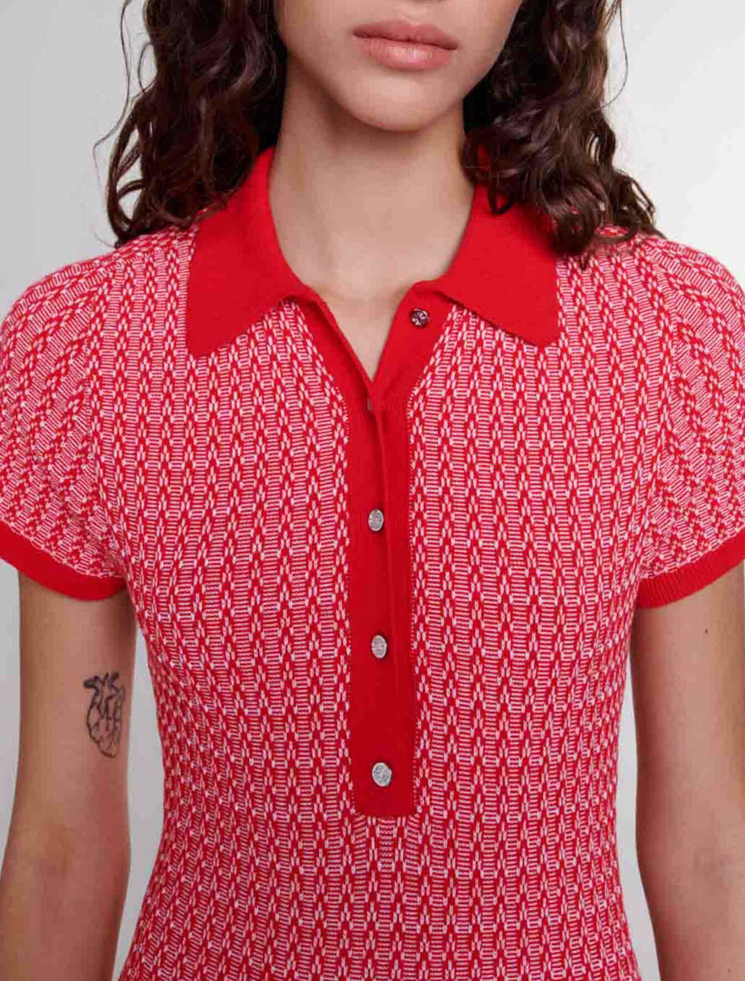 Robe longue en maille chevrons
