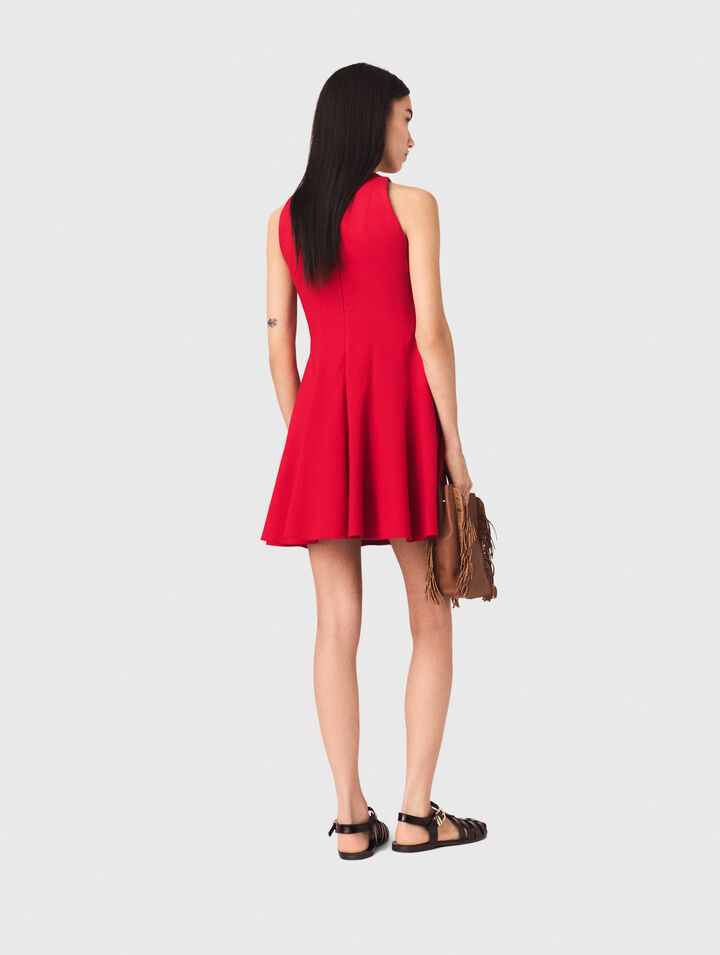 Robe courte &eacute;vas&eacute;e en lin m&eacute;lang&eacute;