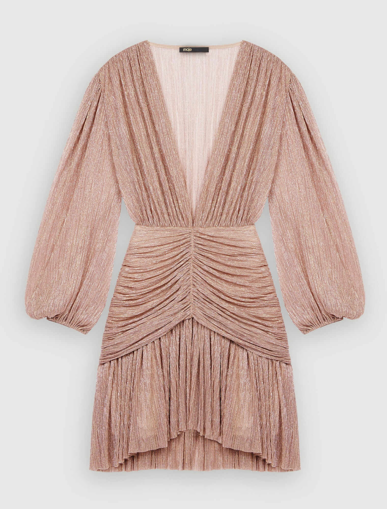 Robe froncée entièrement lamée
