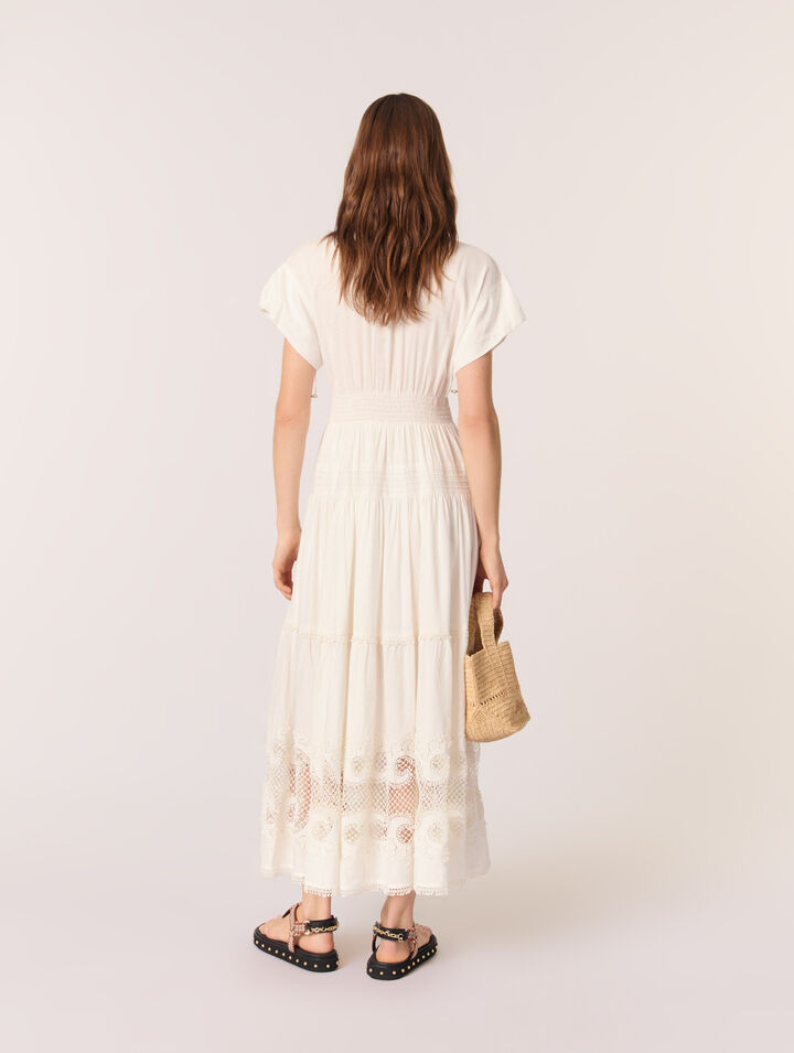 Robe longue brodée à volants