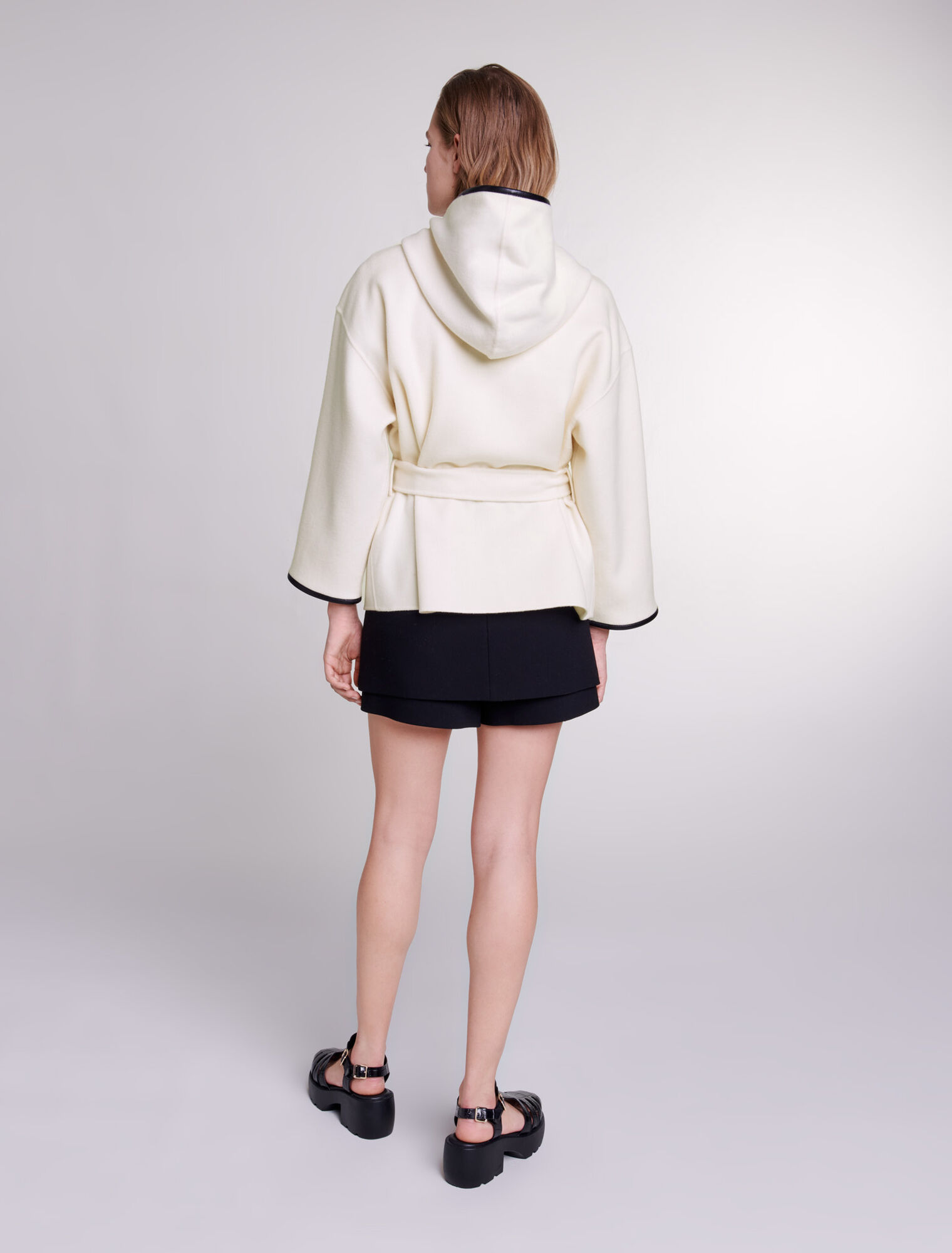 Manteau effet cape en laine