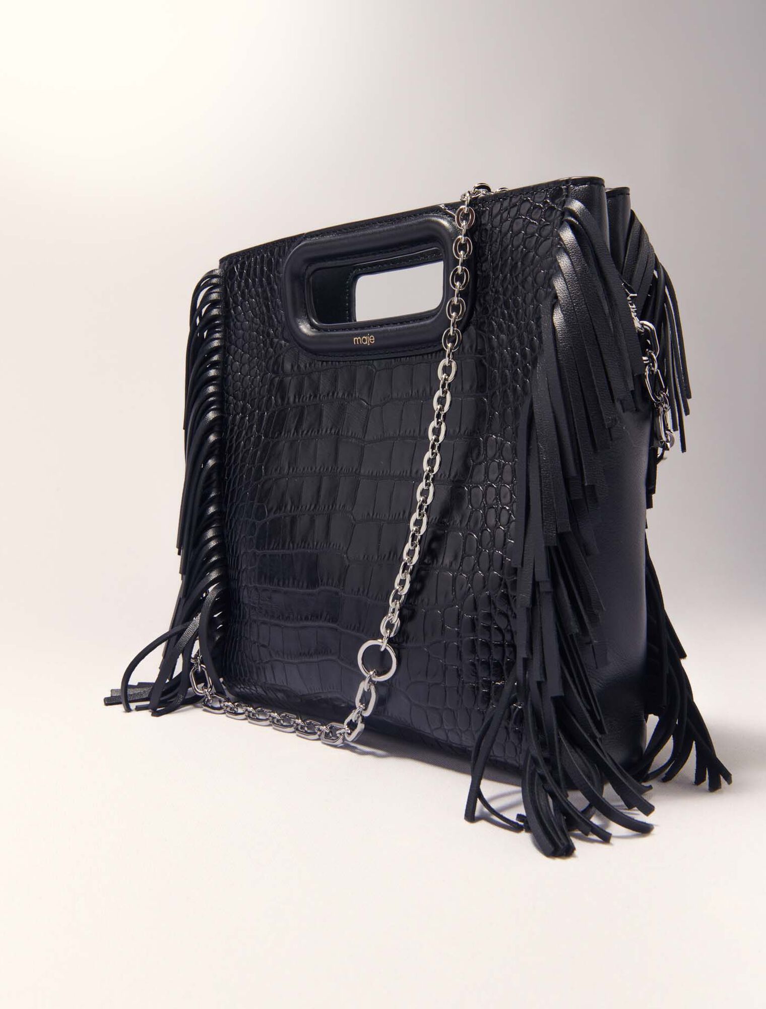 Sac M en cuir effet croco