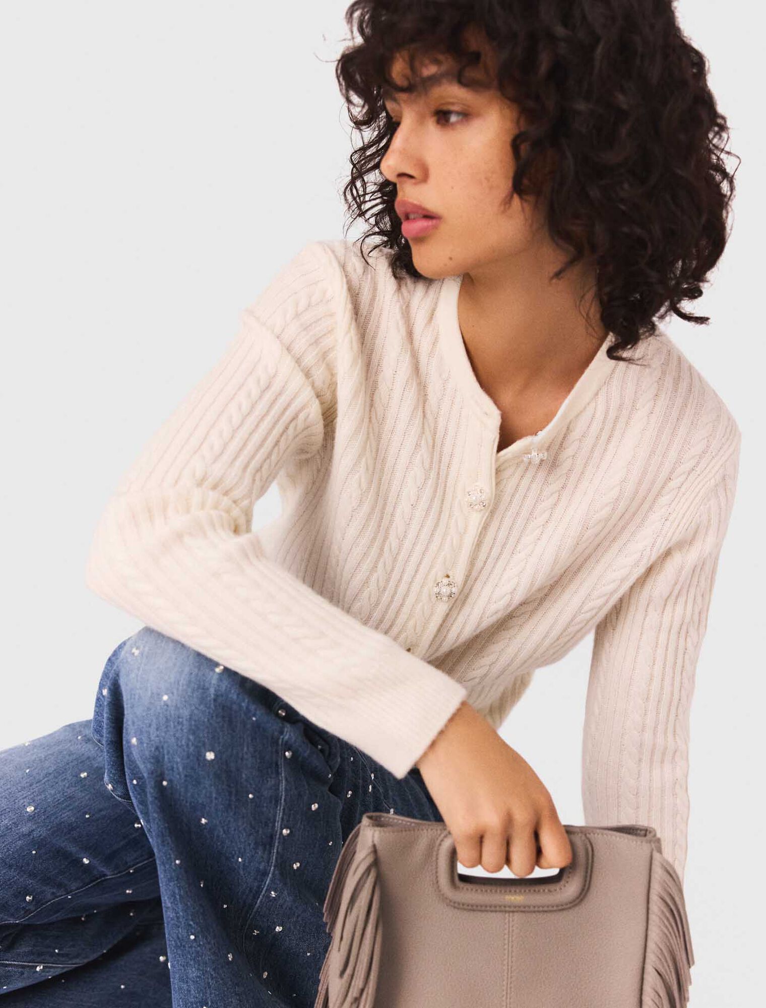 Cardigan en maille &agrave; col amovible