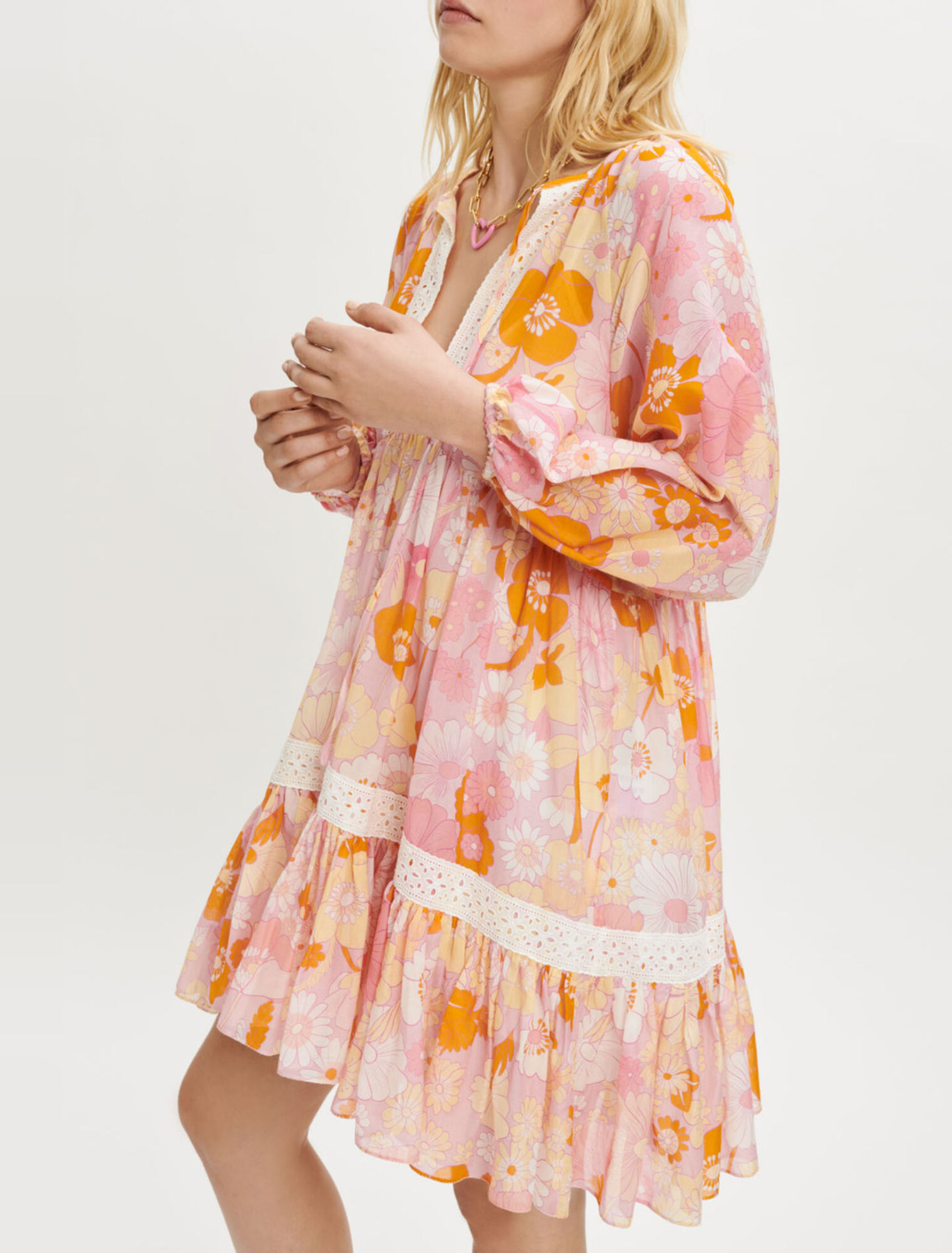Robe en voile de coton et soie