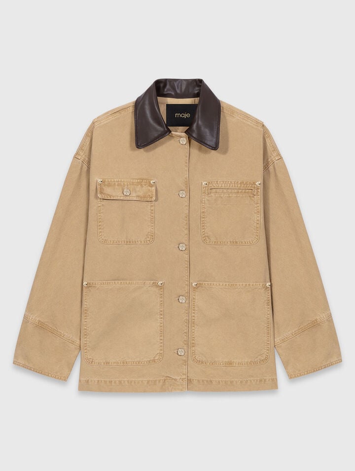 Veste en denim avec dos pliss&eacute;