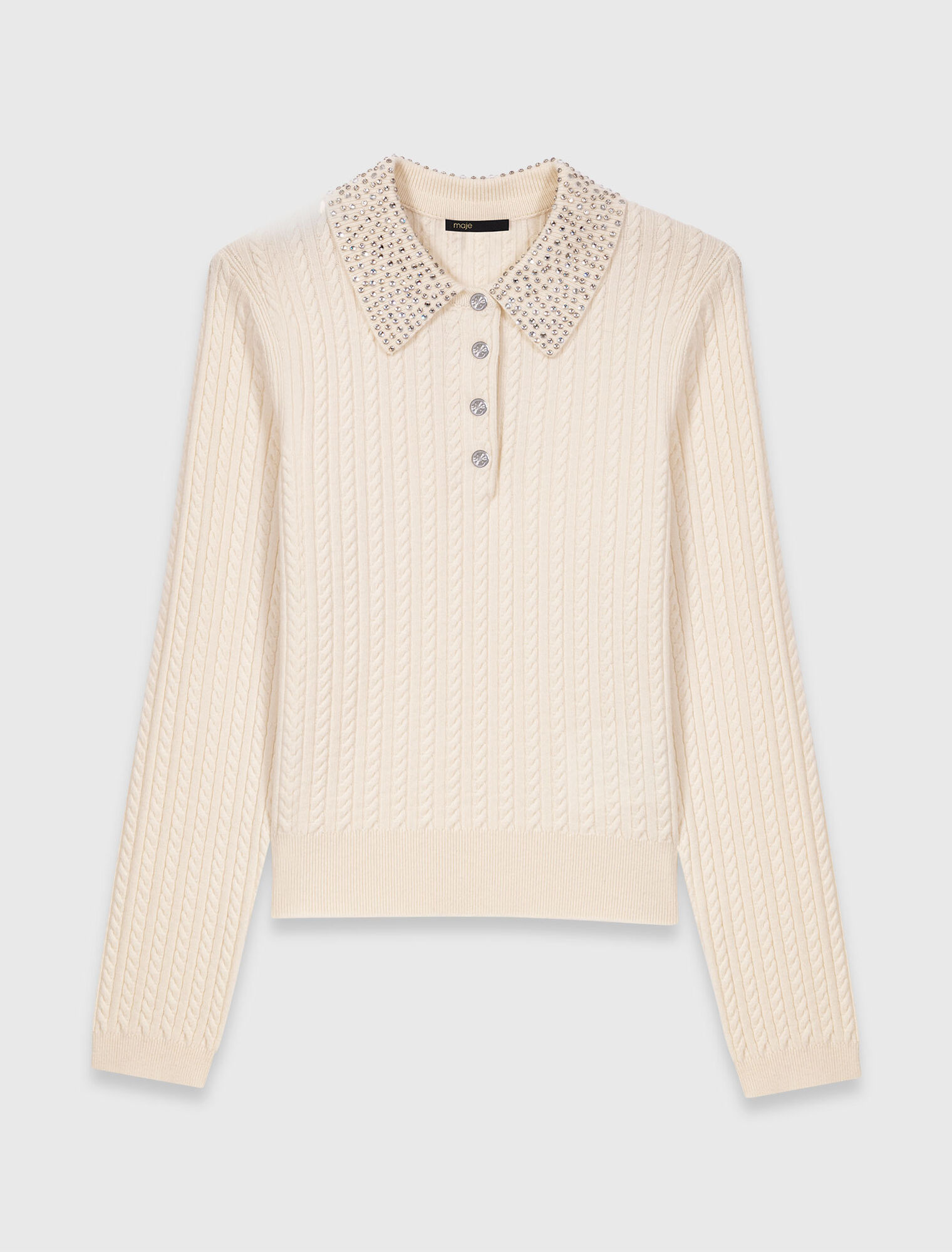 Polo en maille avec col strassé