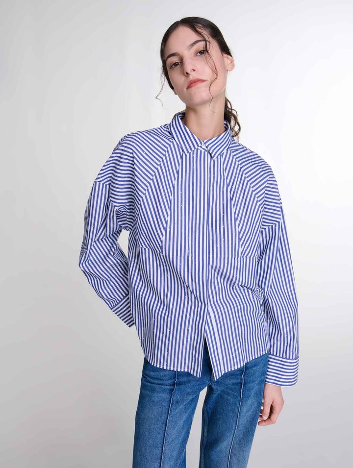 Chemise à rayures et strass