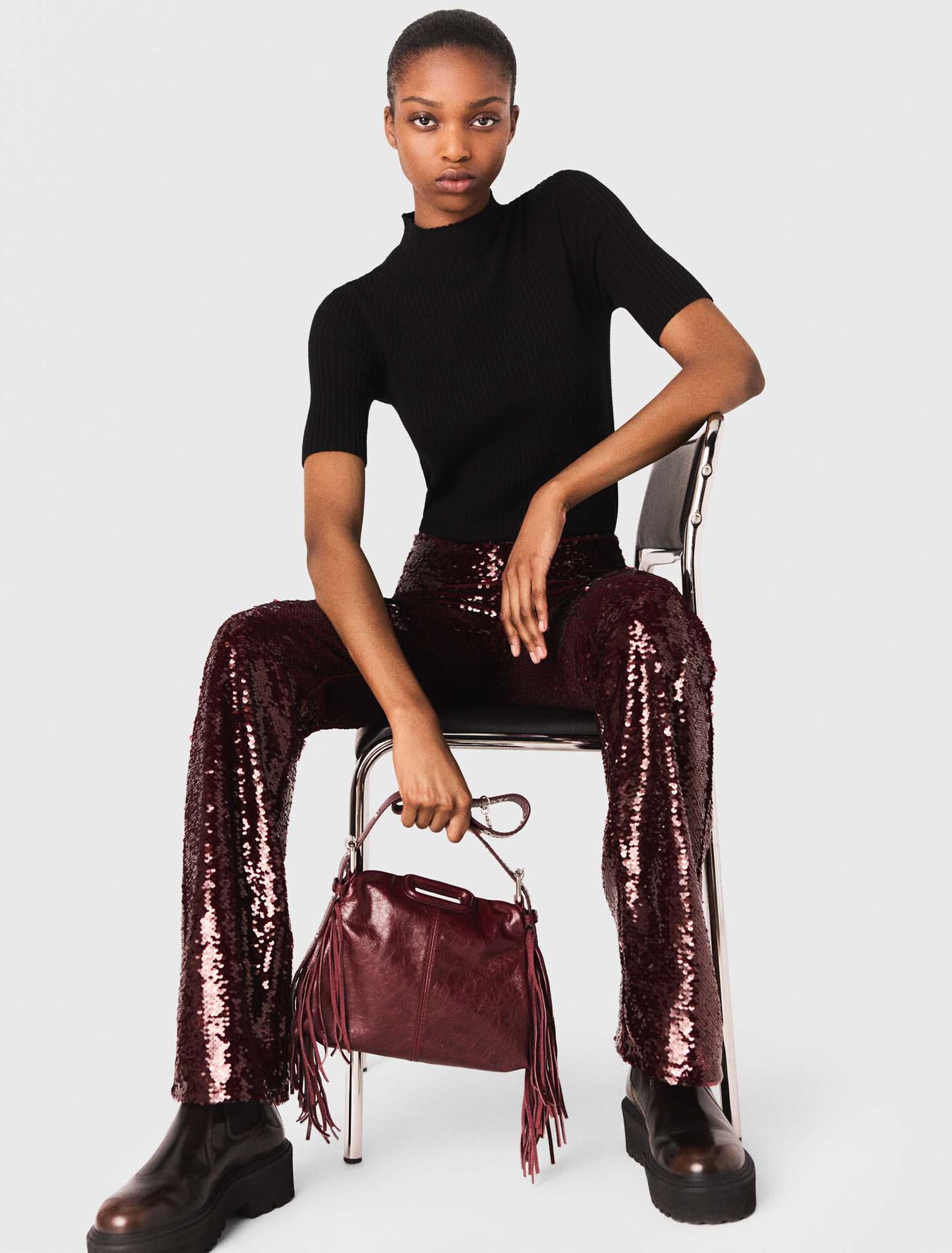 Pantalon brodé de sequins