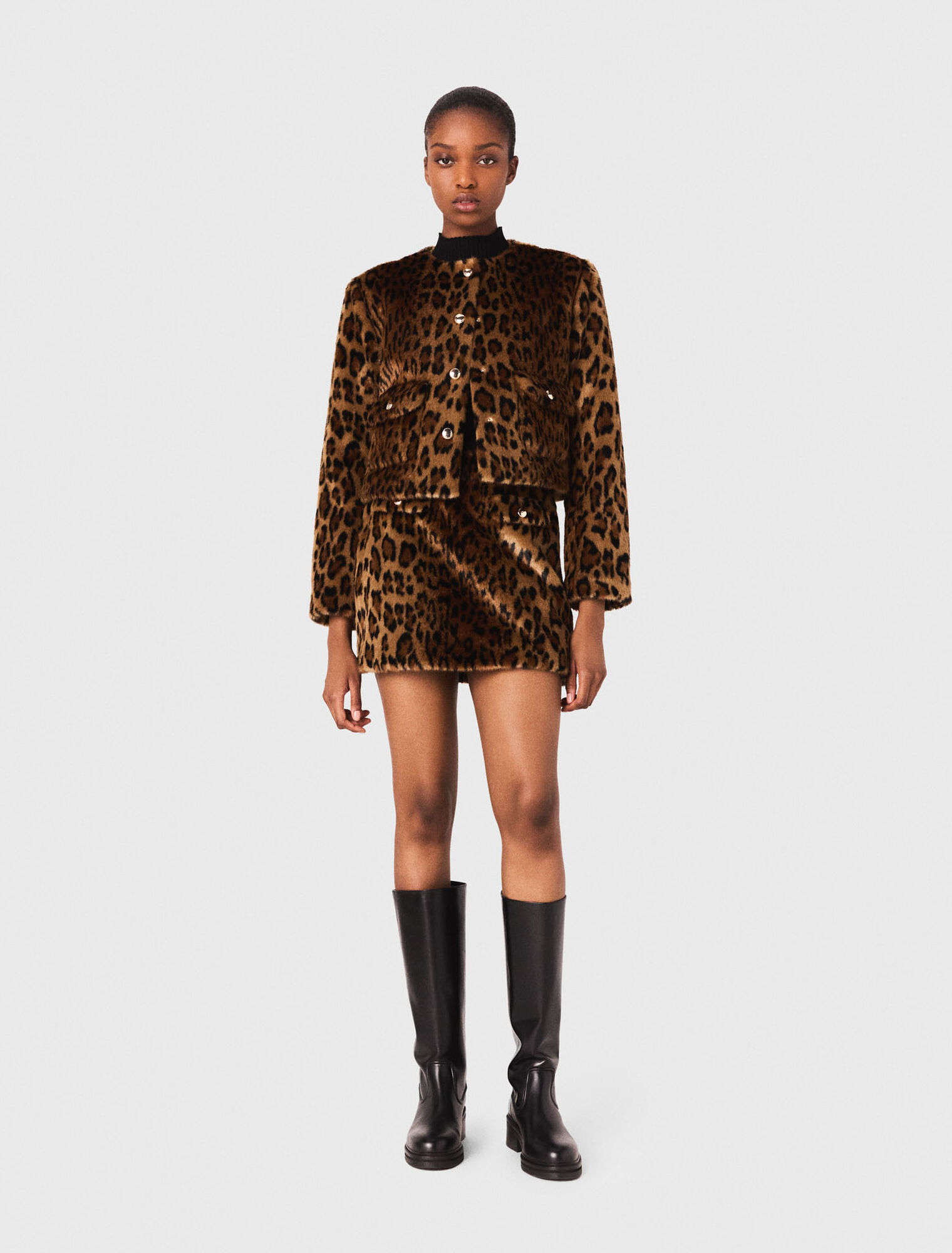 Veste en fausse fourrure léopard