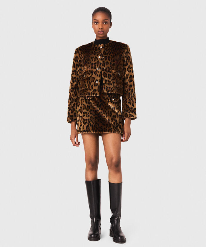 Veste En Fausse Fourrure Léopard - Grand Leopard Print - Maje