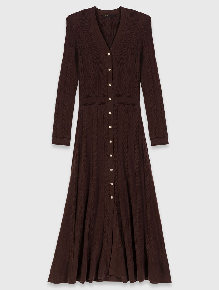 Robe longue en maille avec boutons