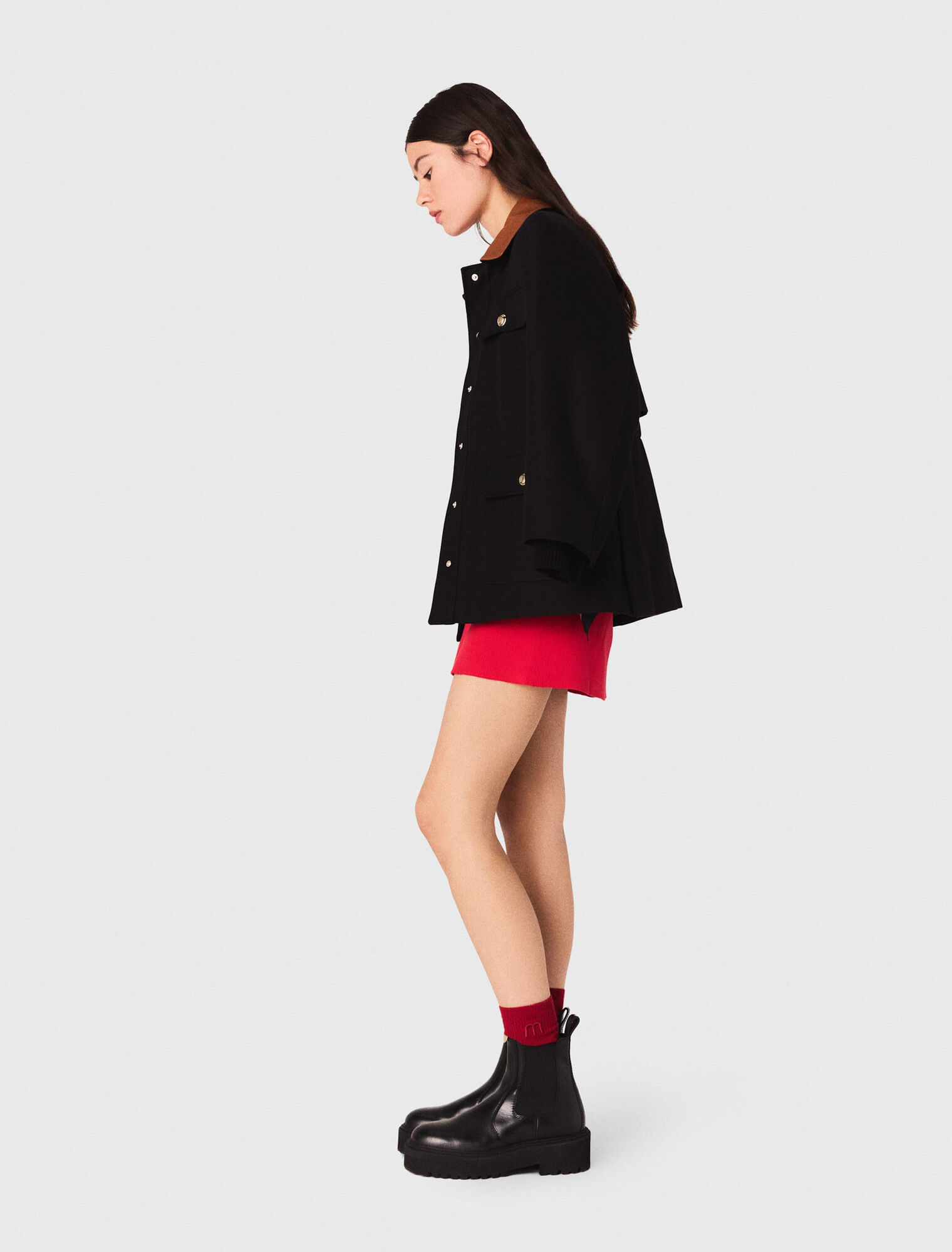 Parka avec col en cuir