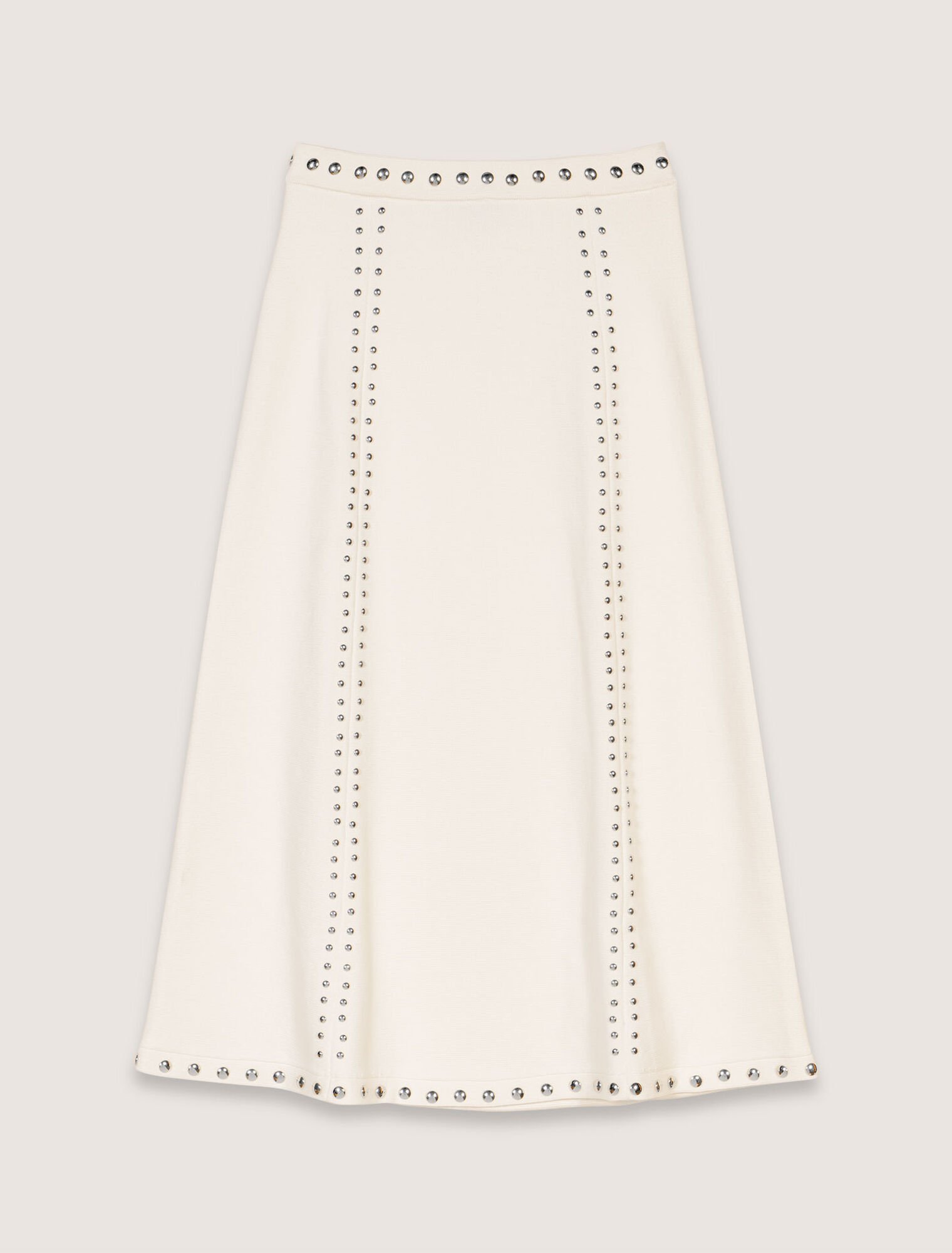 Jupe midi en maille à studs