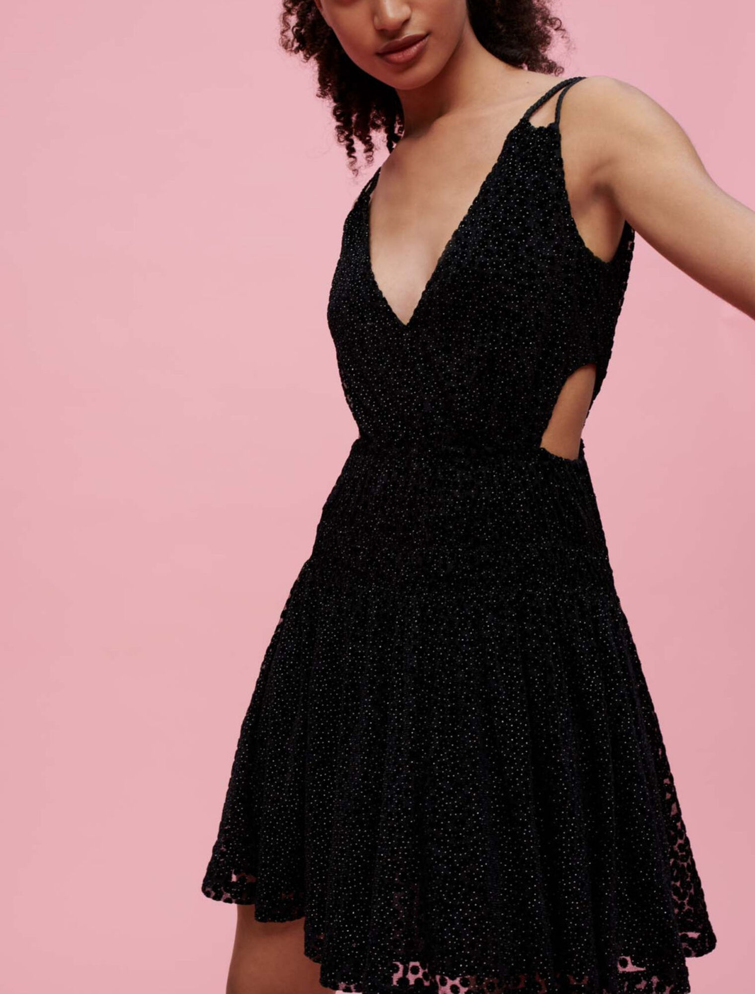 Robe bretelles à plumetis velours