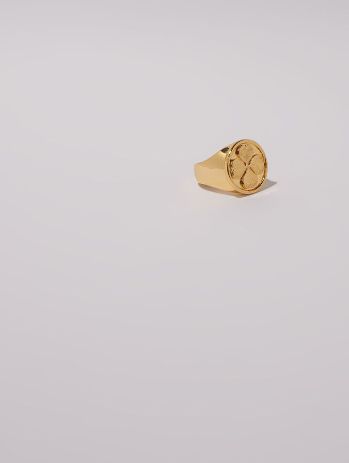 Bague chevalière trèfle