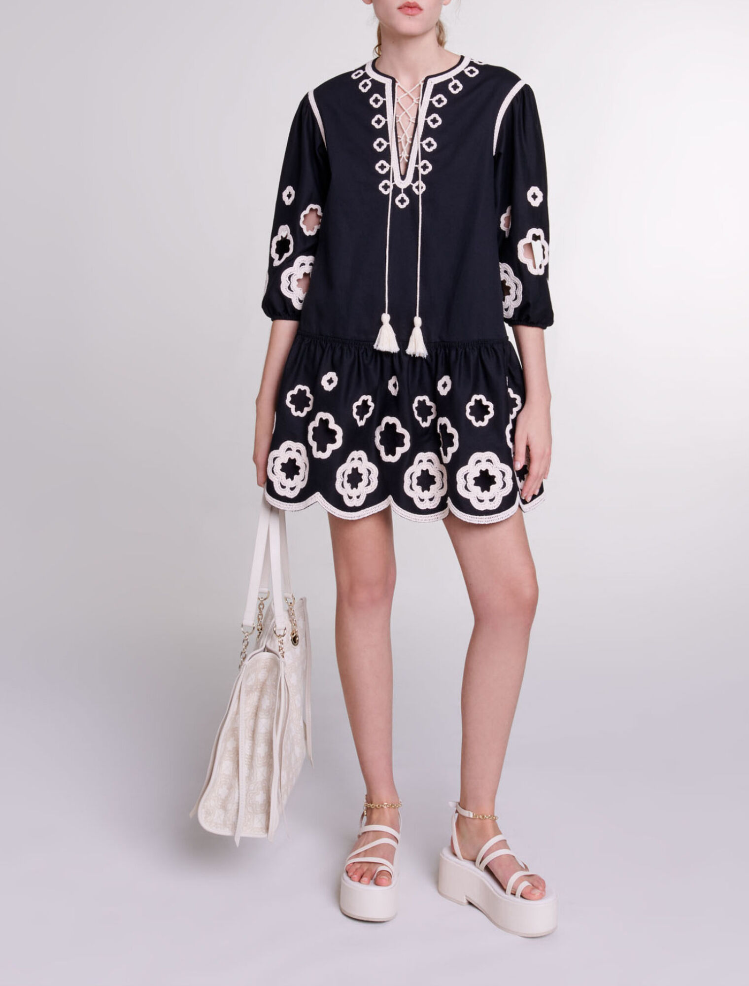 Robe tunique courte brodée